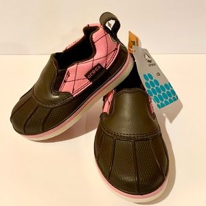 NWT CROCS Allcast Girls Duck Pink‎ Brown Shoes S C9